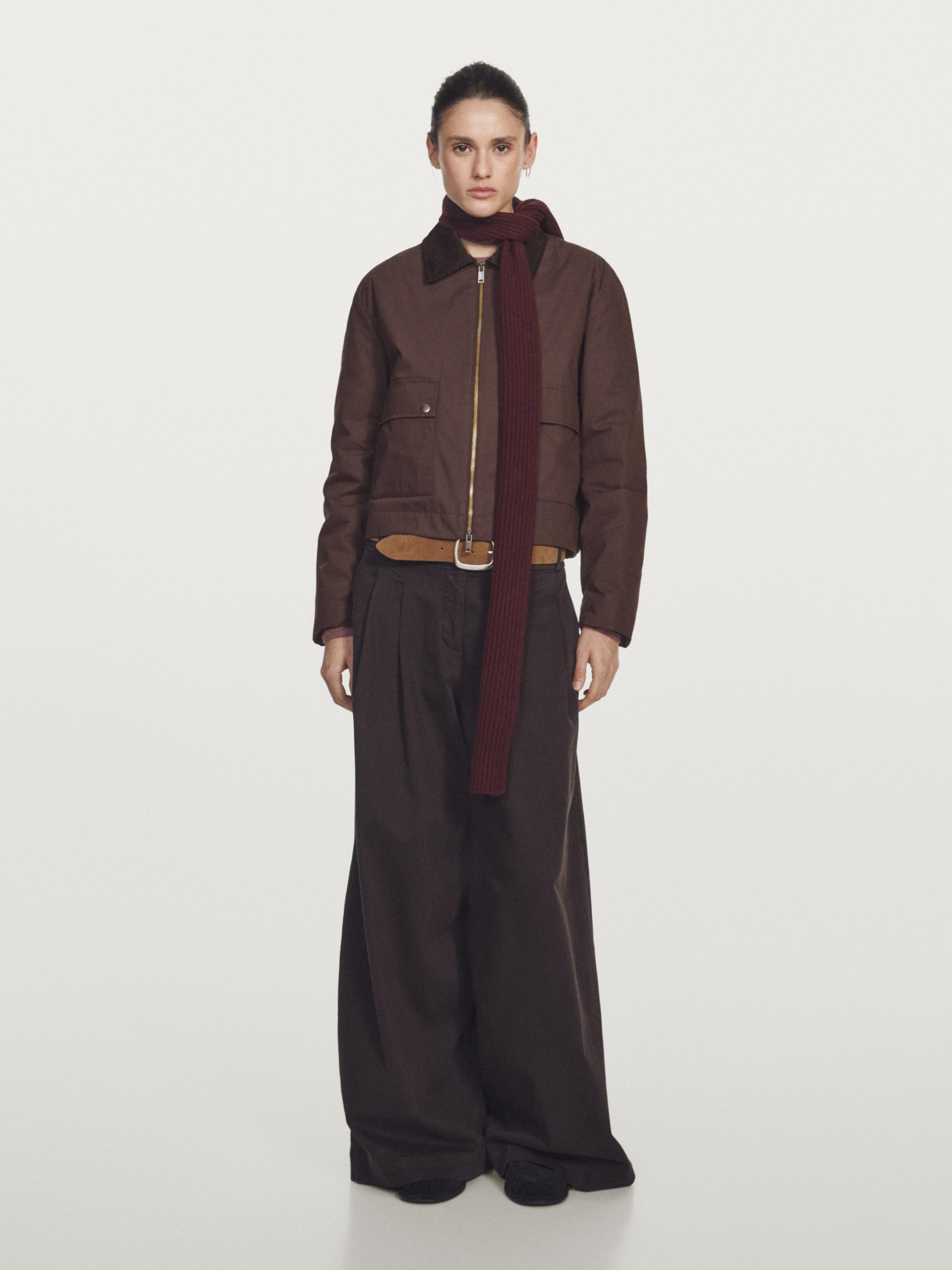 Short jacket with corduroy collar detail